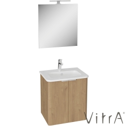 Vitra - Vitra Mia Plus Round Demonte Set, 60 cm, Kapaklı, (Lavabo Dolabı, Aydınlatmalı Ayna), Altın Meşe - 69815