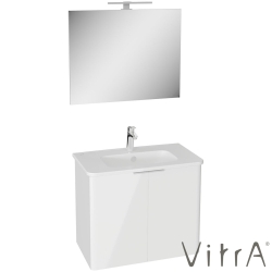 Vitra - Vitra Mia Plus Round Demonte Set, 80 cm, Kapaklı, (Lavabo Dolabı, Aydınlatmalı Ayna), Parlak Beyaz - 69822