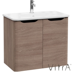 Vitra - Vitra Integra Round Kapaklı Lavabo Dolabı, Ayaksız, 80 cm, Moka Meşe - 69859