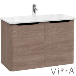 Vitra - Vitra Integra Round Kapaklı Lavabo Dolabı, Ayaksız, 100 cm, Moka Meşe - 69868