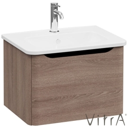 Vitra - Vitra Integra Round Tek Çekmeceli Lavabo Dolabı, Ayaksız, 60 cm, Moka Meşe - 69904