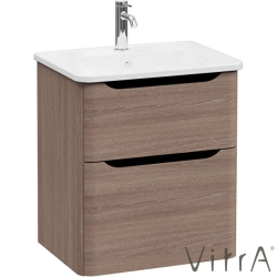 Vitra - Vitra Integra Round Çift Çekmeceli Lavabo Dolabı, Ayaksız, 60 cm, Moka Meşe - 69976