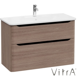Vitra - Vitra Integra Round Çift Çekmeceli Lavabo Dolabı, Ayaksız, 100 cm, Moka Meşe - 69994
