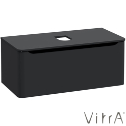 Vitra - Vitra Integra Round Tek Çekmeceli Çanak Lavabo Uyumlu Lavabo Dolabı, Mat Grafit, 100 cm (Çanak Lavabo Hariç-Armatür Deliksiz) - 70052