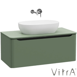Vitra - Vitra Integra Round Tek Çekmeceli Çanak Lavabo Uyumlu Lavabo Dolabı, Mat Yeşil, 100 cm (Çanak Lavabo Hariç-Armatür Deliksiz) - 70055