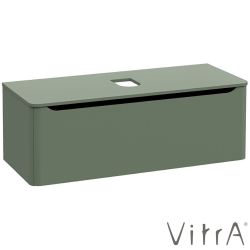 Vitra - Vitra Integra Round Tek Çekmeceli Çanak Lavabo Uyumlu Lavabo Dolabı, Mat Yeşil, 120 cm (Çanak Lavabo Hariç-Armatür Deliksiz) - 70064