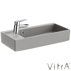 Vitra - Vitra ArchiPlan Soldan Armatür Delikli Dar Lavabo, 60x28 cm, Mat Taş Gri, VitraClean