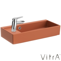 Vitra - Vitra ArchiPlan Soldan Armatür Delikli Dar Lavabo, 60x28 cm, Mat Terra Rosa, VitraClean
