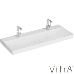 Vitra - Vitra Metropole Çift Armatür Delikli Lavabo, 120 cm, Mat Beyaz, VitraClean - 7530B401-0041