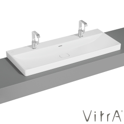 Vitra - Vitra Metropole Çift Armatür Delikli Çanak Lavabo, 120 cm, Mat Beyaz, VitraClean