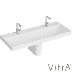 Vitra - Vitra Metropole Çift Armatür Delikli Lavabo, 120 cm, VitraClean - 7530B403-0041