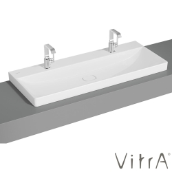 Vitra - Vitra Metropole Çift Armatür Delikli Çanak Lavabo, 120 cm, VitraClean - 7530B403-0937