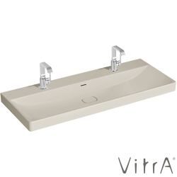 Vitra - Vitra Metropole Çift Armatür Delikli Lavabo, 120 cm, Mat Kum Beji