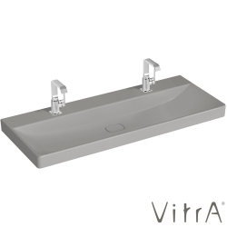 Vitra - Vitra Metropole Çift Armatür Delikli Lavabo, 120 cm, Mat Taş Gri, VitraClean - 7530B476-0041