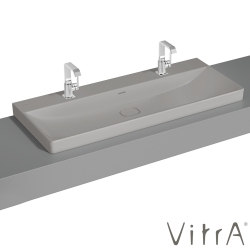 Vitra - Vitra Metropole Çift Armatür Delikli Çanak Lavabo, 120 cm, Mat Taş Gri, VitraClean