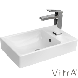 Vitra - VitrA Integra Square Sağdan Armatür Delikli Kompakt Lavabo, 45x28 cm - 7892L003-0029