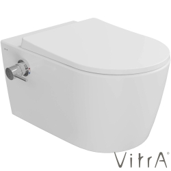 Vitra - VitrA Metropole Round QuantumFlush Kanalsız Asma Klozet, 56 cm, Gizli Montaj ve Termostatik Entegre Ara Musluklu