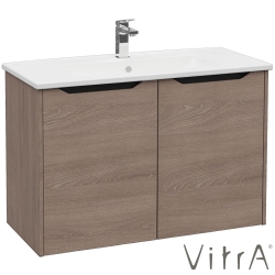 Vitra - Vitra Integra Square Kapaklı Lavabo Dolabı, Ayaksız, 100 cm, Moka Meşe - 80100