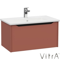 Vitra - Vitra Integra Square Tek Çekmeceli Lavabo Dolabı, Ayaksız, 80 cm, Mat Kırmızı - 80142