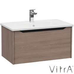 Vitra - Vitra Integra Square Tek Çekmeceli Lavabo Dolabı, Ayaksız, 80 cm, Moka Meşe - 80145