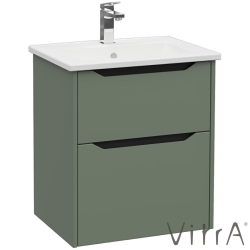 Vitra - Vitra Integra Square Çift Çekmeceli Lavabo Dolabı, Ayaksız, 60 cm, Mat Yeşil - 80206