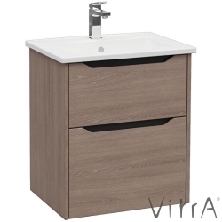 Vitra - Vitra Integra Square Çift Çekmeceli Lavabo Dolabı, Ayaksız, 60 cm, Moka Meşe - 80208