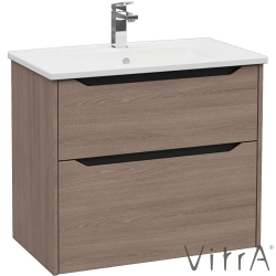 Vitra - Vitra Integra Square Çift Çekmeceli Lavabo Dolabı, Ayaksız, 80 cm, Moka Meşe - 80217