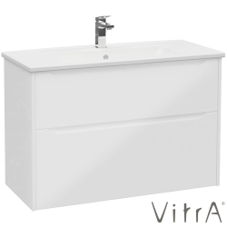 Vitra - Vitra Integra Square Çift Çekmeceli Lavabo Dolabı, Ayaksız, 100 cm, Parlak Beyaz - 80219