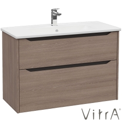 Vitra - Vitra Integra Square Çift Çekmeceli Lavabo Dolabı, Ayaksız, 100 cm, Moka Meşe - 80226