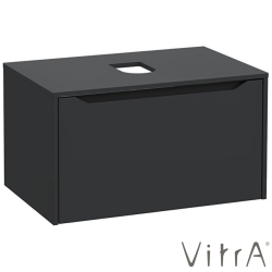 Vitra - Vitra Integra Square Tek Çekmeceli Çanak Lavabo Uyumlu Lavabo Dolabı, Mat Grafit, 80 cm (Çanak Lavabo Hariç-Armatür Deliksiz) - 80275