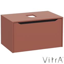 Vitra - Vitra Integra Square Tek Çekmeceli Çanak Lavabo Uyumlu Lavabo Dolabı, Mat Kırmızı, 80 cm (Çanak Lavabo Hariç-Armatür Deliksiz) - 80277