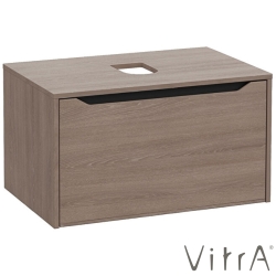 Vitra - Vitra Integra Square Tek Çekmeceli Çanak Lavabo Uyumlu Lavabo Dolabı, Moka Meşe, 80 cm (Çanak Lavabo Hariç-Armatür Deliksiz) - 80280