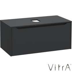 Vitra - Vitra Integra Square Tek Çekmeceli Çanak Lavabo Uyumlu Lavabo Dolabı, Mat Grafit, 100 cm (Çanak Lavabo Hariç-Armatür Deliksiz) - 80284