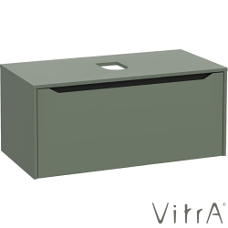 Vitra - Vitra Integra Square Tek Çekmeceli Çanak Lavabo Uyumlu Lavabo Dolabı, Mat Yeşil, 100 cm (Çanak Lavabo Hariç-Armatür Deliksiz) - 80287