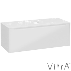 Vitra - Vitra Integra Square Tek Çekmeceli Çanak Lavabo Uyumlu Lavabo Dolabı, Parlak Beyaz, 120 cm (Çanak Lavabo Hariç-Armatür Deliksiz) - 80291