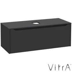 Vitra - Vitra Integra Square Tek Çekmeceli Çanak Lavabo Uyumlu Lavabo Dolabı, Mat Grafit, 120 cm (Çanak Lavabo Hariç-Armatür Deliksiz) - 80293