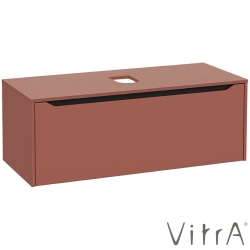 Vitra - Vitra Integra Square Tek Çekmeceli Çanak Lavabo Uyumlu Lavabo Dolabı, Mat Kırmızı, 120 cm (Çanak Lavabo Hariç-Armatür Deliksiz) - 80295