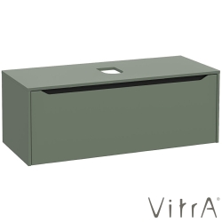 Vitra - Vitra Integra Square Tek Çekmeceli Çanak Lavabo Uyumlu Lavabo Dolabı, Mat Yeşil, 120 cm (Çanak Lavabo Hariç-Armatür Deliksiz) - 80296