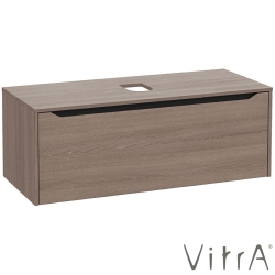 Vitra - Vitra Integra Square Tek Çekmeceli Çanak Lavabo Uyumlu Lavabo Dolabı, Moka Meşe, 120 cm (Çanak Lavabo Hariç-Armatür Deliksiz) - 80298