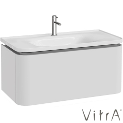 Vitra - Vitra Gala Tek Çekmeceli Etajerli Lavabo Dolabı, Mat Soft Beyaz, 100 cm (Etajerli Lavabo Dahil-Tek Armatür Delikli) - 80374