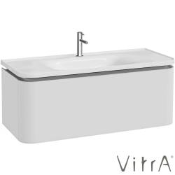 Vitra - Vitra Gala Tek Çekmeceli Etajerli Lavabo Dolabı, Mat Soft Beyaz, 120 cm (Etajerli Lavabo Dahil-Tek Armatür Delikli) - 80377