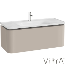 Vitra - Vitra Gala Tek Çekmeceli Etajerli Lavabo Dolabı, Mat Soft Bej, 120 cm (Etajerli Lavabo Dahil-Tek Armatür Delikli) - 80378
