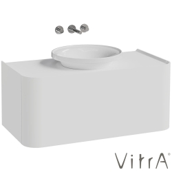 Vitra - Vitra Gala Tek Çekmeceli Çanak Lavabo Uyumlu Lavabo Dolabı, Mat Soft Beyaz, 100 cm (Çanak Lavabo Dahil-Armatür Deliksiz)