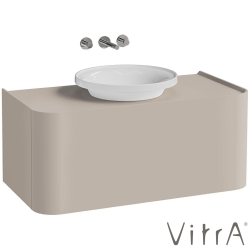 Vitra - Vitra Gala Tek Çekmeceli Çanak Lavabo Uyumlu Lavabo Dolabı, Mat Soft Bej, 100 cm (Çanak Lavabo Dahil-Armatür Deliksiz)