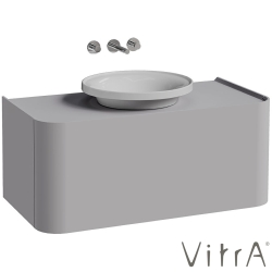 Vitra - Vitra Gala Tek Çekmeceli Çanak Lavabo Uyumlu Lavabo Dolabı, Mat Taş Gri, 100 cm (Çanak Lavabo Dahil-Armatür Deliksiz)