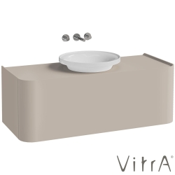 Vitra - Vitra Gala Tek Çekmeceli Çanak Lavabo Uyumlu Lavabo Dolabı, Mat Soft Bej, 120 cm (Çanak Lavabo Dahil-Armatür Deliksiz)