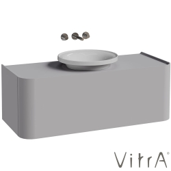 Vitra - Vitra Gala Tek Çekmeceli Çanak Lavabo Uyumlu Lavabo Dolabı, Mat Taş Gri, 120 cm (Çanak Lavabo Dahil-Armatür Deliksiz)