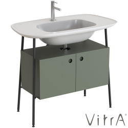 Vitra - Vitra Plural Kapaklı Etajerli Lavabo Ünitesi, 100 cm, Retro Yeşil / Parlak Beyaz Lavabo - 80449