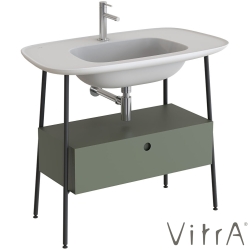 Vitra - Vitra Plural Tek Çekmeceli Etajerli Lavabo Ünitesi, 100 cm, Retro Yeşil / Mat Beyaz Lavabo - 80463
