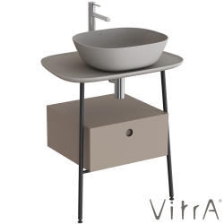 Vitra - Vitra Plural Tek Çekmeceli Serbest Yüksek Lavabo Ünitesi, 70 cm, Mat Soft Bej / Mat Taupe Seramik Tezgah - 80468